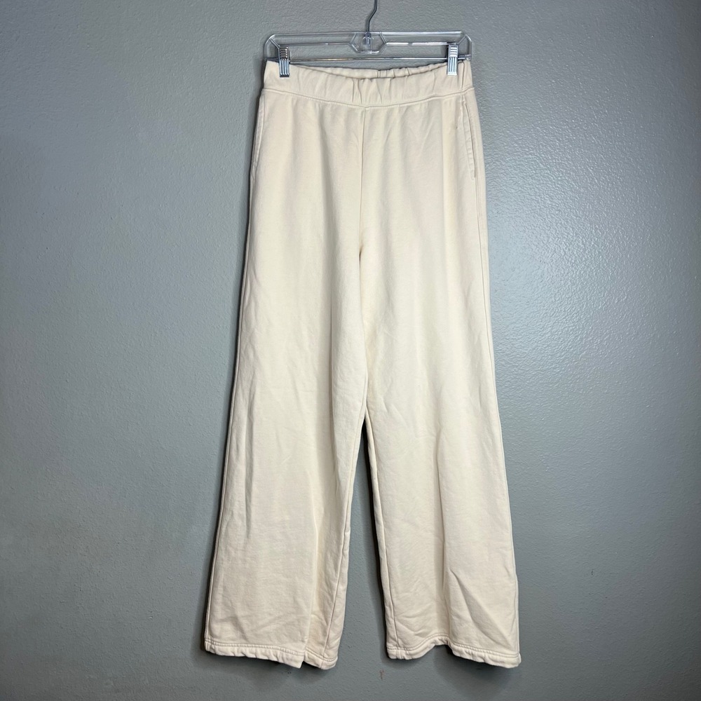 Rowan Jenny Terry Straight Leg Pant‎ Size L High Rise Sweatpants Cream Beige NEW